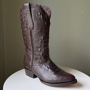 Veari Alligator Style Leather Luxury Boots Country Western Cowboy Rodeo NWOB